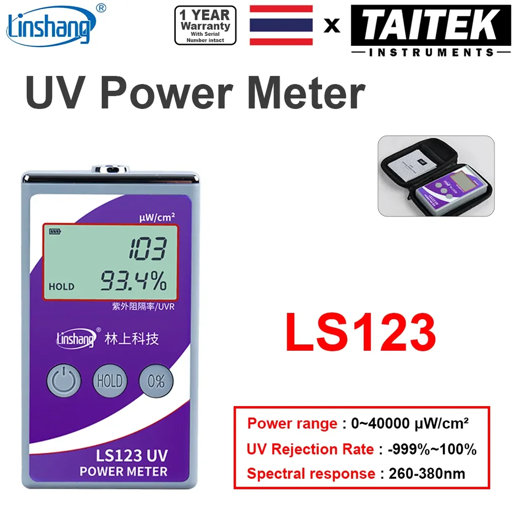 เครื่องวัดแสงยูวี UV Power Meter Linshang รุ่น LS123 Power 0-40000 μW/cm² Spectral 260nm-380nm Ultraviolet Radiometer/UV Intensity/Solar Film/Window Tint Meter เครื่องวัดแสงยูวี UV Power Meter Linshang รุ่น LS123 Power 0-40000 μW/cm² Spectral 260nm-380nm Ultraviolet Radiometer/UV Intensity/Solar Film/Window Tint Meter