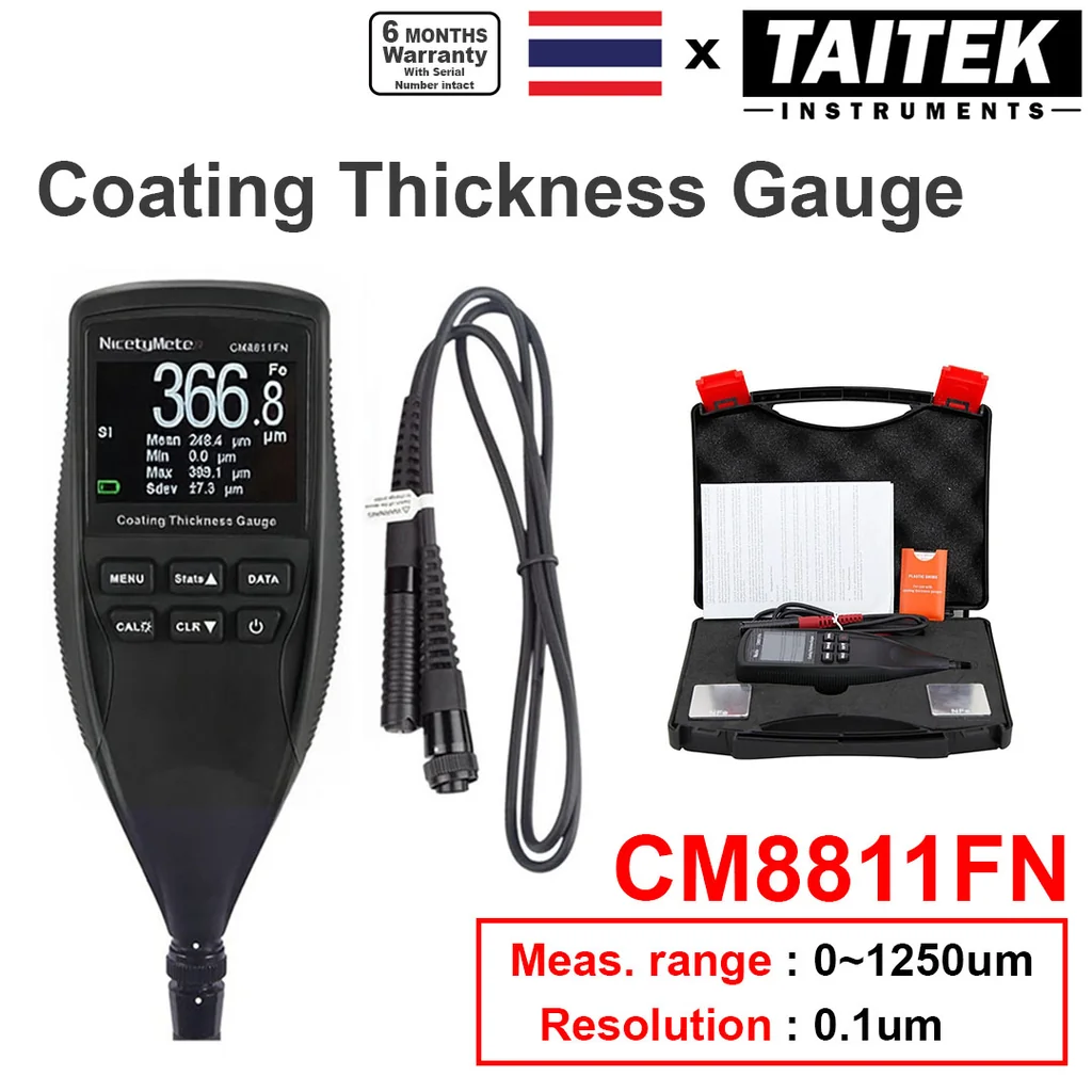 เครื่องวัดความหนาผิวเคลือบ Coating Thickness Gauge NicetyMeter รุ่น CM8811FN ช่วงการวัด 0~1250um ความละเอียด 0.1um สำหรับตรวจสอบการชุบอโนไดซ์ การชุบกัลวาไนซ์ งานเคลือบและชุบโลหะความแม่นยำสูง เครื่องวัดความหนาผิวเคลือบ Coating Thickness Gauge NicetyMeter รุ่น CM8811FN ช่วงการวัด 0~1250um ความละเอียด 0.1um สำหรับตรวจสอบการชุบอโนไดซ์ การชุบกัลวาไนซ์ งานเคลือบและชุบโลหะความแม่นยำสูง