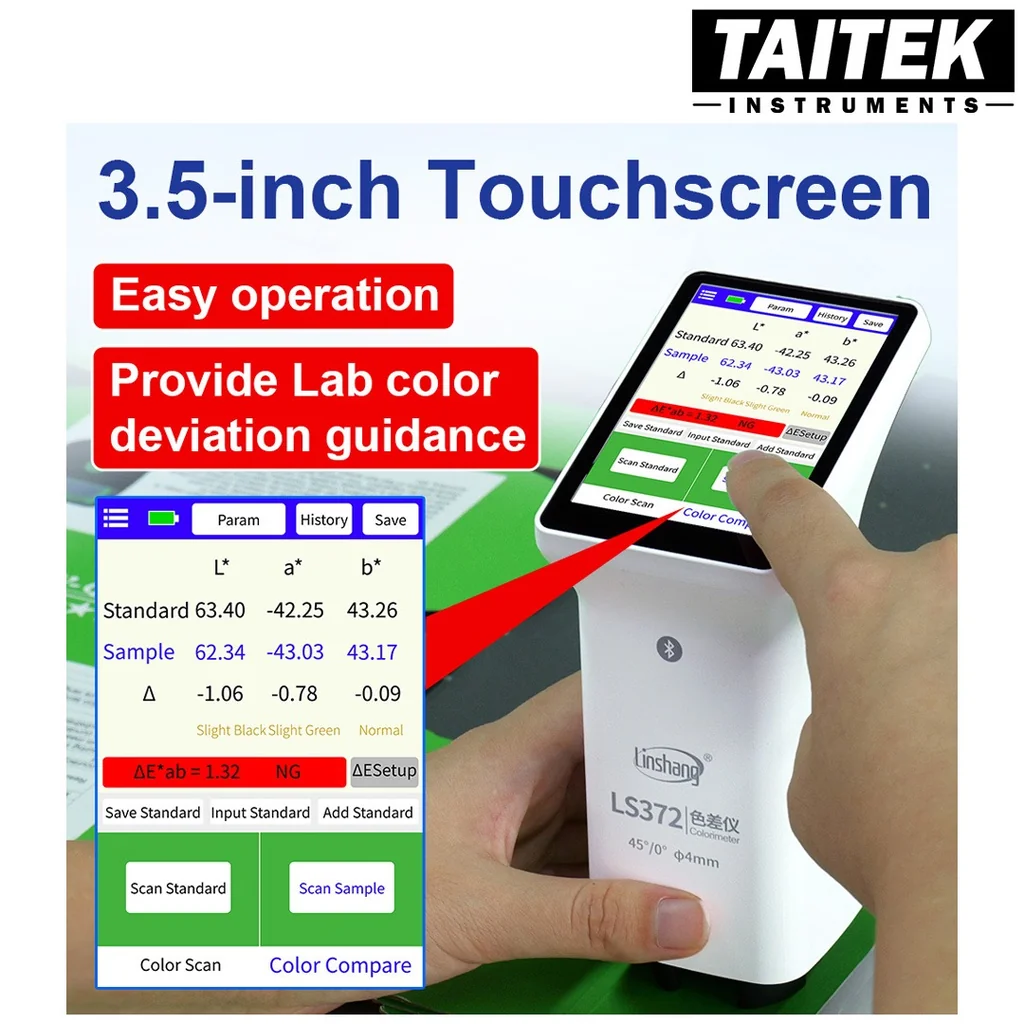 เครื่องวัดสี Multifunctional Colorimeter Linshang รุ่น LS372 Measuring aperture 4mm Illumination geometry 45/0 เหมาะกับการวัดบนพื้นที่ขนาดเล็กของงานพิมพ์ ฉลาก และบรรจุภัณฑ์ เครื่องวัดสี Multifunctional Colorimeter Linshang รุ่น LS372 Measuring aperture 4mm Illumination geometry 45/0 เหมาะกับการวัดบนพื้นที่ขนาดเล็กของงานพิมพ์ ฉลาก และบรรจุภัณฑ์