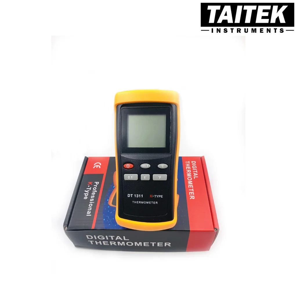 TAITEK เครื่องวัดอุณหภูมิ K-type Thermometer รุ่น DT1312 มี 2 ช่องเสียบโพรบ ช่วงการวัดอุณหภูมิ -200~1370°C ความละเอียด 0.1°C TAITEK เครื่องวัดอุณหภูมิ K-type Thermometer รุ่น DT1312 มี 2 ช่องเสียบโพรบ ช่วงการวัดอุณหภูมิ -200~1370°C ความละเอียด 0.1°C