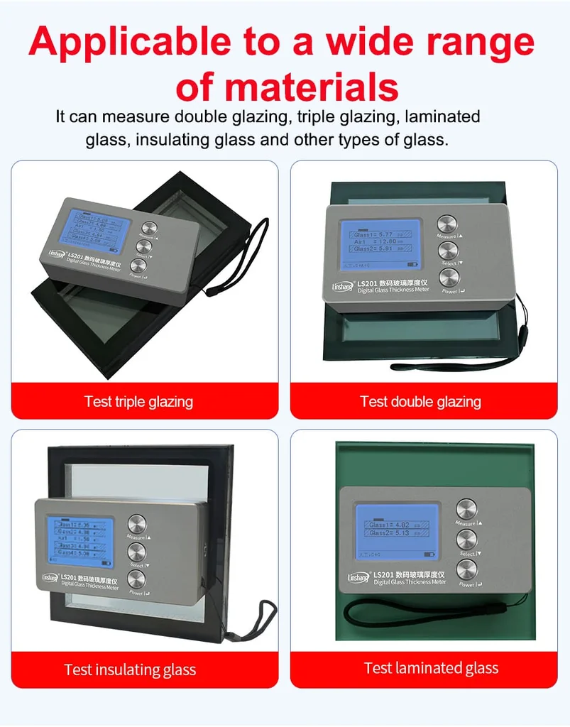 เครื่องวัดความหนากระจก Hollow Laser Glass Thickness Gauge Linshang รุ่น LS201 วัดความหนาแผ่นกระจกที่ซ้อนกันรวมถึงวัดความห่างระหว่างแผ่นกระจก เครื่องวัดความหนากระจก Hollow Laser Glass Thickness Gauge Linshang รุ่น LS201 วัดความหนาแผ่นกระจกที่ซ้อนกันรวมถึงวัดความห่างระหว่างแผ่นกระจก