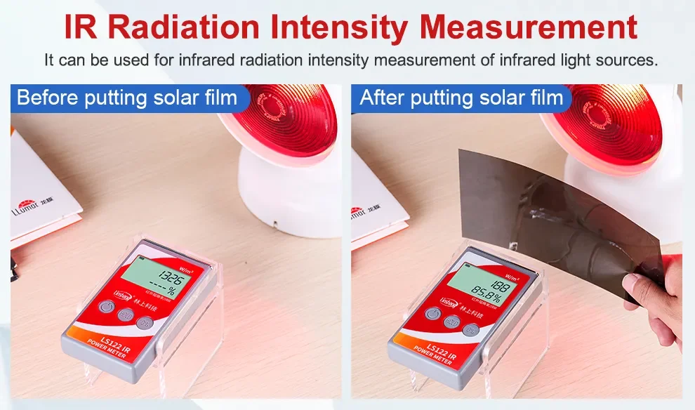 เครื่องวัดแสงอินฟราเรด IR Power Meter Linshang รุ่น LS122 Power 0-40000 W/m² Spectral 1000nm-1700nm IR Infrared Radiometer IR Intensity Solar Film Window Tint Meter 1400nm IR Infrared Radiometer Radiation Intensity Measurement Solar Film Tester เครื่องวัดแสงอินฟราเรด IR Power Meter Linshang รุ่น LS122 Power 0-40000 W/m² Spectral 1000nm-1700nm IR Infrared Radiometer IR Intensity Solar Film Window Tint Meter 1400nm IR Infrared Radiometer Radiation Intensity Measurement Solar Film Tester