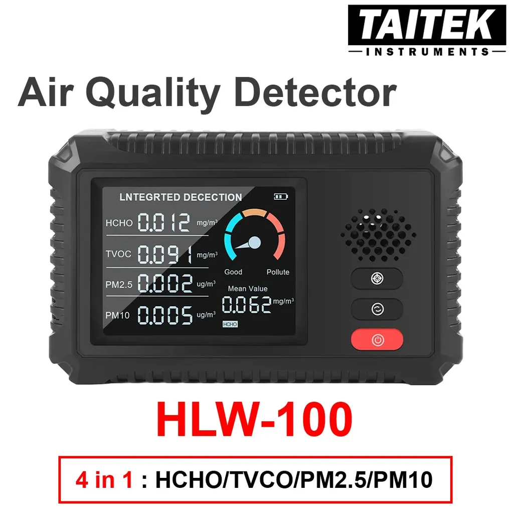 เครื่องวัดคุณภาพอากาศ Air Quality Detector รุ่น HLW-100 4in1 HCHO/TVOC/PM2.5/PM10