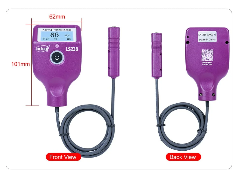 เครื่องวัดความหนาผิวเคลือบ Coating Thickness Gauge Linshang รุ่น LS238 ช่วงการวัด 0~5000um ความละเอียด 0.1um สำหรับตรวจสอบสีรถยนต์ความแม่นยำสูง Small Probe Digital Vehicle Paint Film Thickness Gauge ตรวจหาจุดซ่อมสี โป๊วสี เจอแล้วแจ้งเตือนจุดที่สีหนาผิดปกต เครื่องวัดความหนาผิวเคลือบ Coating Thickness Gauge Linshang รุ่น LS238 ช่วงการวัด 0~5000um ความละเอียด 0.1um สำหรับตรวจสอบสีรถยนต์ความแม่นยำสูง Small Probe Digital Vehicle Paint Film Thickness Gauge ตรวจหาจุดซ่อมสี โป๊วสี เจอแล้วแจ้งเตือนจุดที่สีหนาผิดปกต