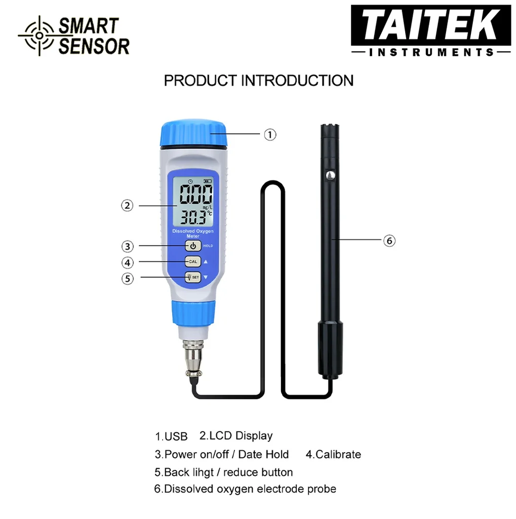 เครื่องวัดออกซิเจนในน้ำ Dissolved Oxygen Meter SMART SENSOR รุ่น AR8210 ช่วงการวัด 0~20mg/L ความแม่นยำ ±0.4mg/L เครื่องวัดออกซิเจนในน้ำ Dissolved Oxygen Meter SMART SENSOR รุ่น AR8210 ช่วงการวัด 0~20mg/L ความแม่นยำ ±0.4mg/L