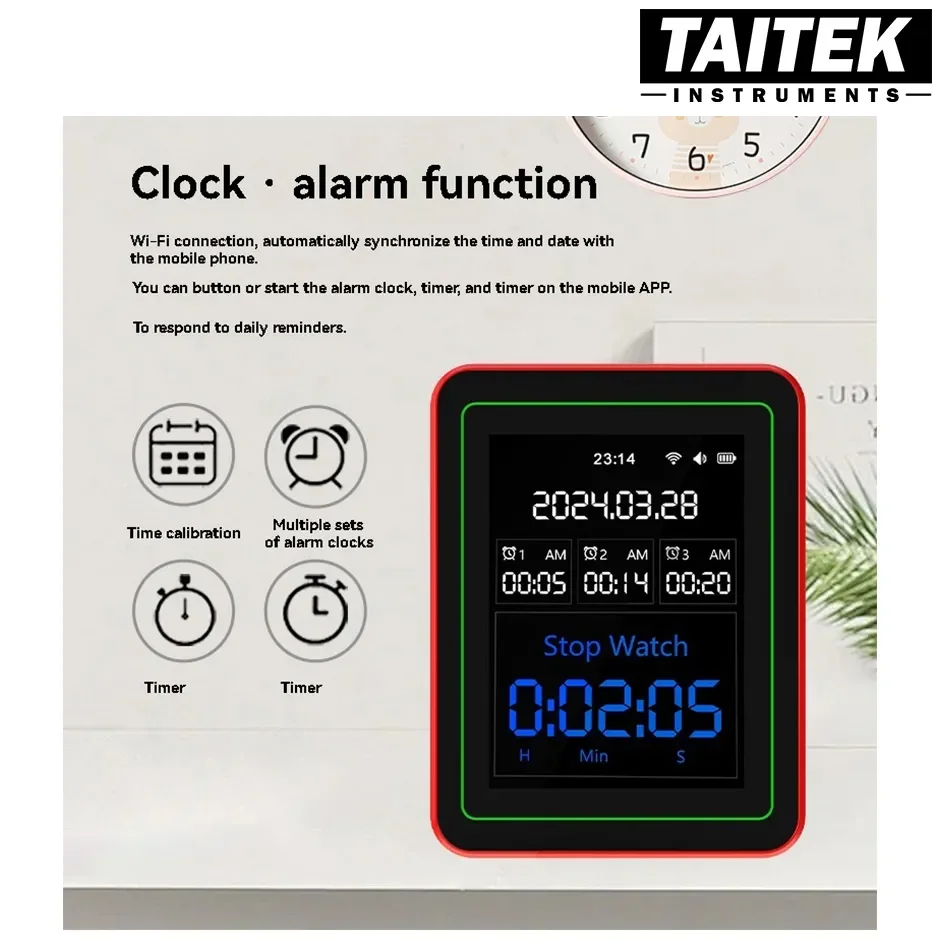 เครื่องวัดคุณภาพอากาศ Air Quality Monitor รุ่น MT29 15 in 1 AQI PM0.3 PM1.0 PM2.5 PM10 Temperature Humidity CO2 CO HCHO TVOC Date Alarm Timer Stopwatch เครื่องวัดคุณภาพอากาศ Air Quality Monitor รุ่น MT29 15 in 1 AQI PM0.3 PM1.0 PM2.5 PM10 Temperature Humidity CO2 CO HCHO TVOC Date Alarm Timer Stopwatch