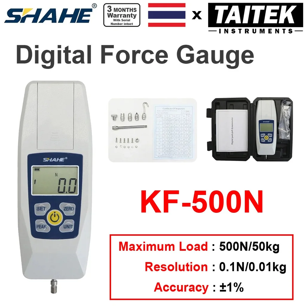 เครื่องวัดแรงดึง/แรงกด Digital Force Gauge SHAHE รุ่น KF-500N Maximum load 500N/50kg เครื่องวัดแรงดึง/แรงกด Digital Force Gauge SHAHE รุ่น KF-500N Maximum load 500N/50kg