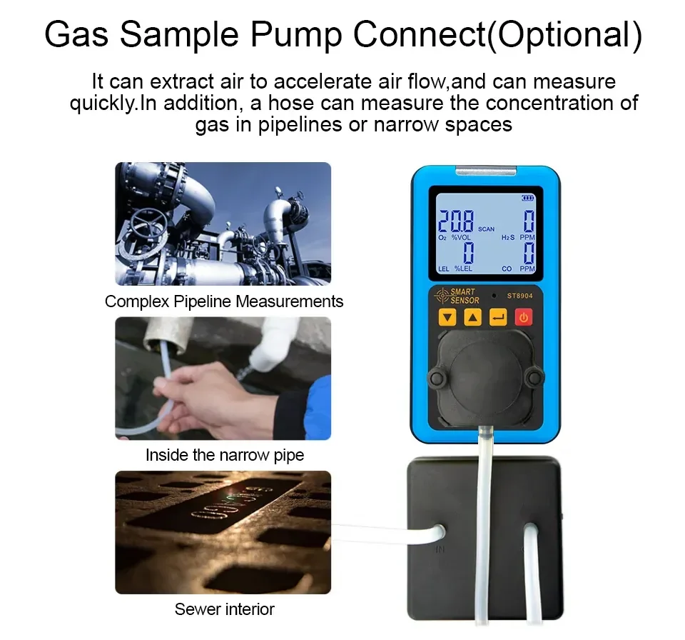 เครื่องตรวจจับก๊าซ Multifunctional Gas Detector SMART SENSOR ST8904 เครื่องตรวจจับก๊าซ Multifunctional Gas Detector SMART SENSOR ST8904