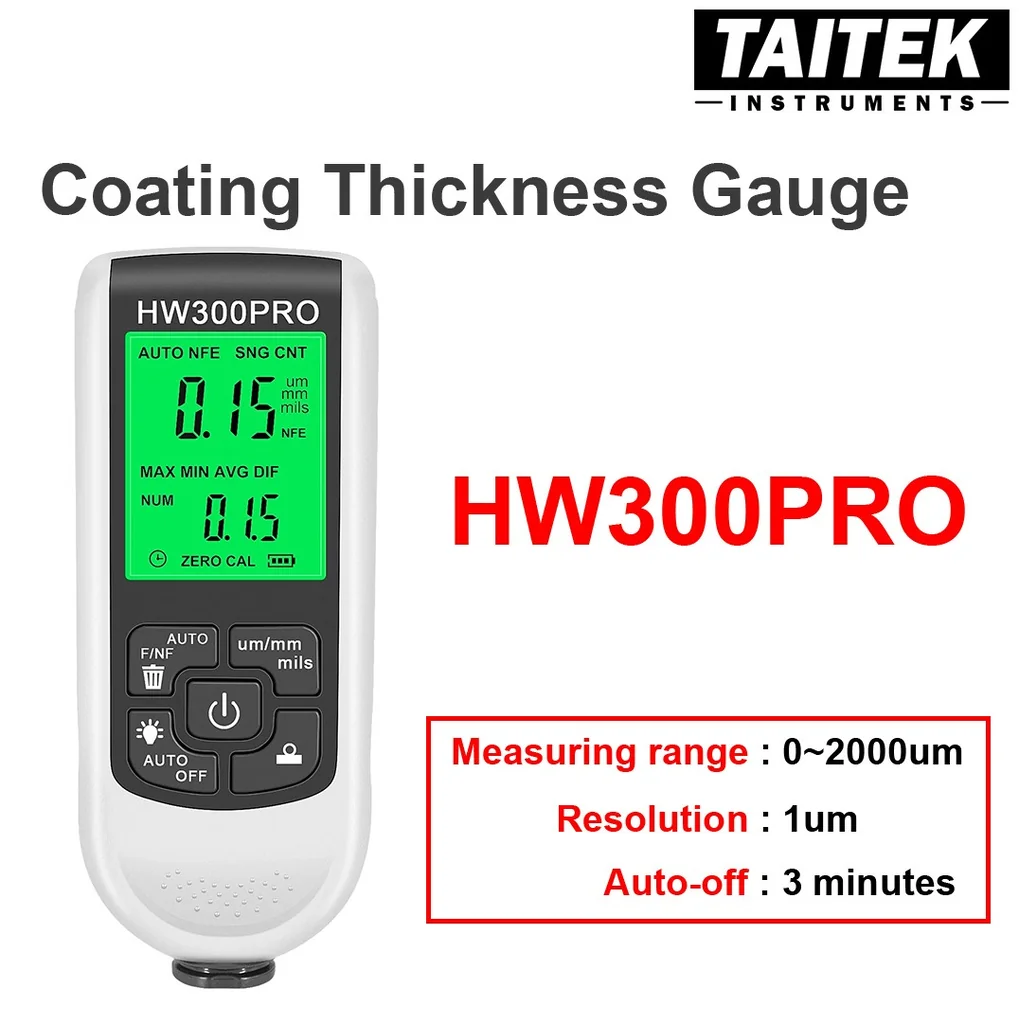 เครื่องวัดความหนาผิวเคลือบ Coating Thickness Gauge รุ่น HW300PRO ช่วงการวัด 0~2000um ความละเอียด 1um เครื่องวัดความหนาผิวเคลือบ Coating Thickness Gauge รุ่น HW300PRO ช่วงการวัด 0~2000um ความละเอียด 1um