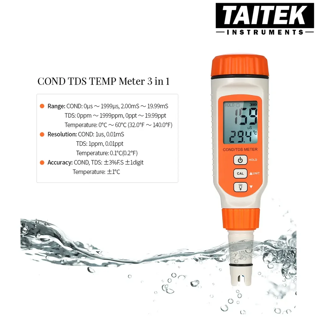 เครื่องวัดคุณภาพน้ำ EC/TDS Meter SMART SENSOR รุ่น AR8011 คาลิเบรท 3points ช่วงการวัด 0~19999μs ค่าความแม่นยำ ±3% F.S.