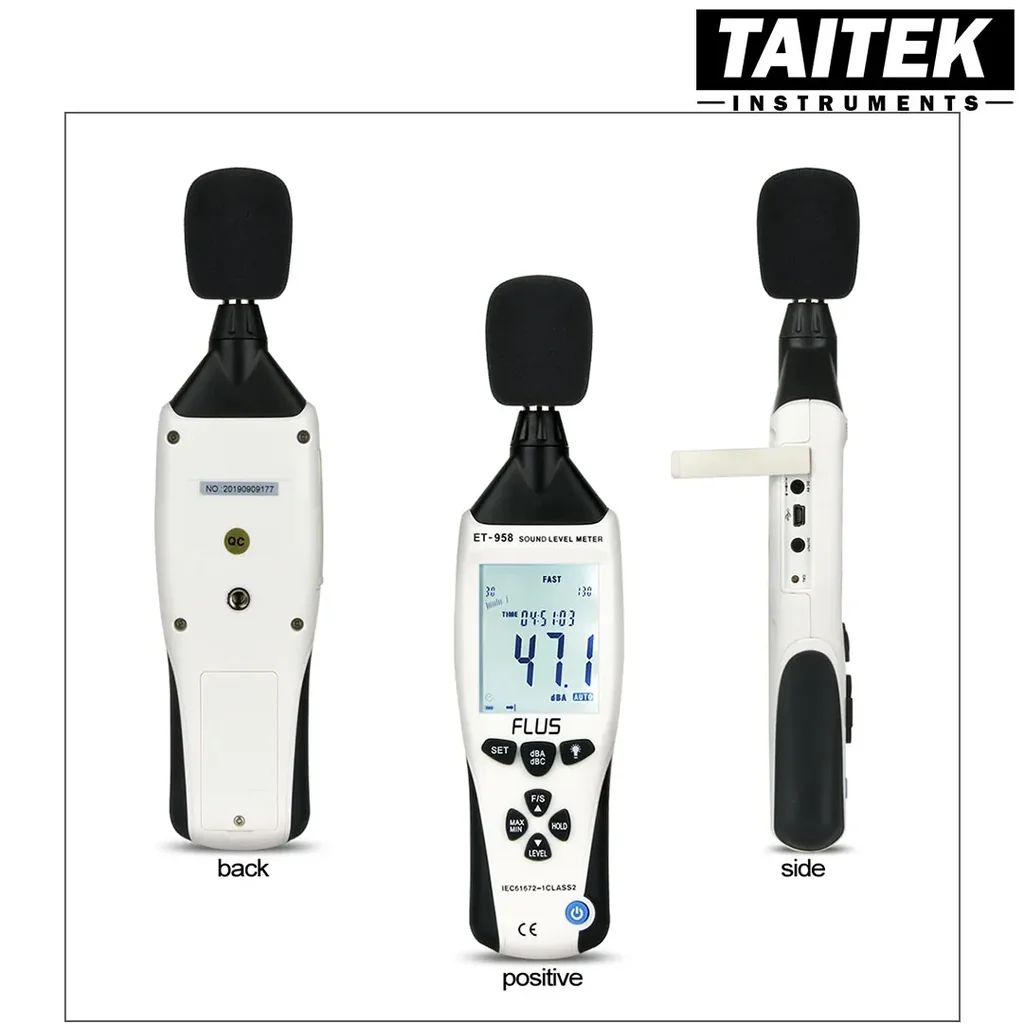 เครื่องบันทึกระดับเสียง Sound Level Meter Data Logger FLUS รุ่น ET-958 ความจำ 262100 ค่า ใช้แบตทำงานต่อเนื่อง 30ชม. เครื่องบันทึกระดับเสียง Sound Level Meter Data Logger FLUS รุ่น ET-958 ความจำ 262100 ค่า ใช้แบตทำงานต่อเนื่อง 30ชม.