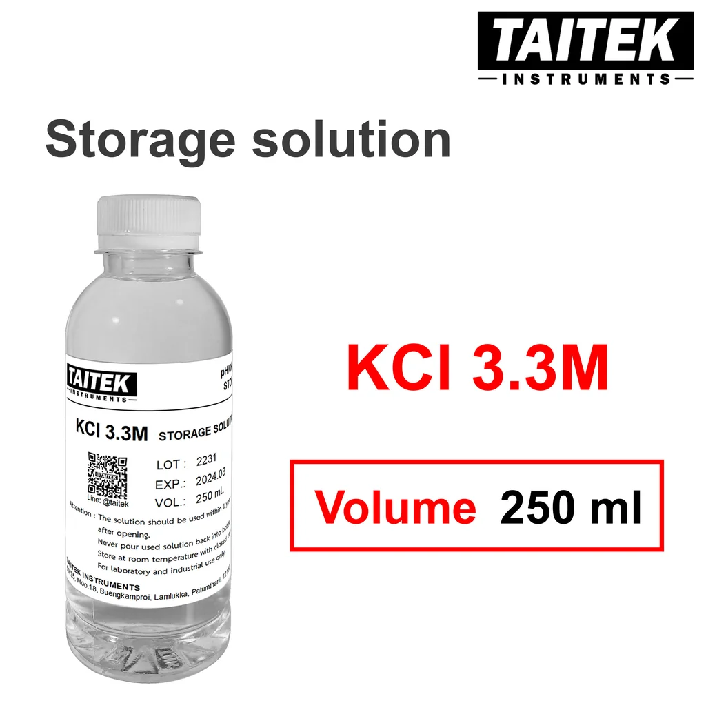 TAITEK น้ำยาเก็บรักษาหัววัด Storage solution KCl 3.3M สำหรับเครื่องวัด pH หรือเครื่องวัด ORP (250 mL) TAITEK น้ำยาเก็บรักษาหัววัด Storage solution KCl 3.3M สำหรับเครื่องวัด pH หรือเครื่องวัด ORP (250 mL)