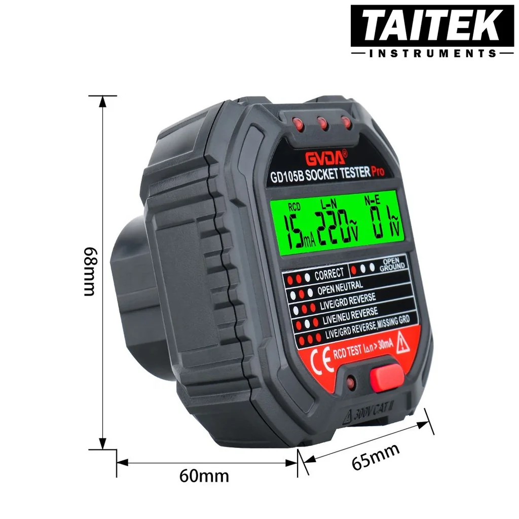 เครื่องตรวจสอบปลั๊กไฟ Electric Socket Tester GVDA รุ่น GD105A (US Plug) เครื่องตรวจสอบปลั๊กไฟ Electric Socket Tester GVDA รุ่น GD105A (US Plug)