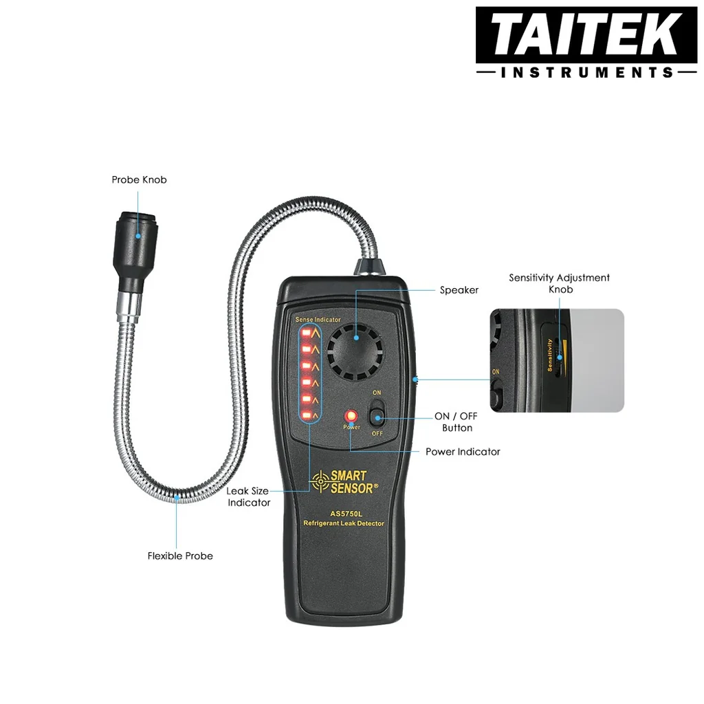 เครื่องตรวจจับการรั่วไหลของสารทำความเย็น Refrigerant Leak Detector SMART SENSOR รุ่น AS5750L เครื่องตรวจจับการรั่วไหลของสารทำความเย็น Refrigerant Leak Detector SMART SENSOR รุ่น AS5750L