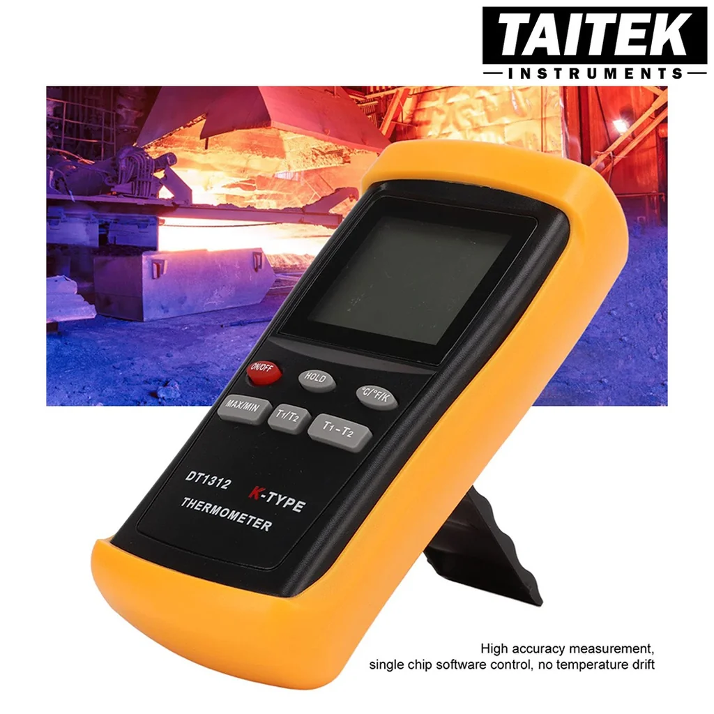 TAITEK เครื่องวัดอุณหภูมิ K-type Thermometer รุ่น DT1312 มี 2 ช่องเสียบโพรบ ช่วงการวัดอุณหภูมิ -200~1370°C ความละเอียด 0.1°C TAITEK เครื่องวัดอุณหภูมิ K-type Thermometer รุ่น DT1312 มี 2 ช่องเสียบโพรบ ช่วงการวัดอุณหภูมิ -200~1370°C ความละเอียด 0.1°C
