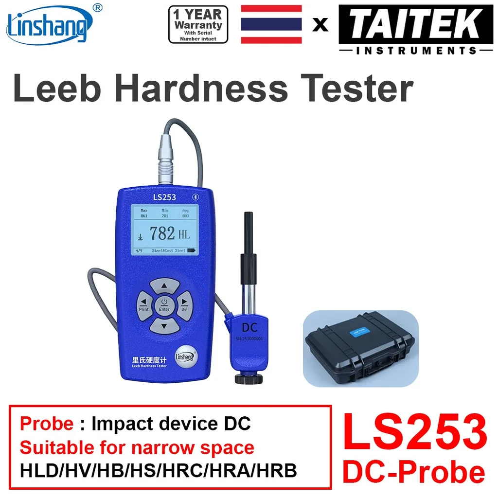 เครื่องวัดความแข็งโลหะ Leeb Hardness Tester Linshang รุ่น LS253 DC-Probe ระดับมืออาชีพความแม่นยำสูง HL HV HB HS HRA HRB HRC สำหรับเหล็กและโลหะ เครื่องวัดความแข็งโลหะ Leeb Hardness Tester Linshang รุ่น LS253 DC-Probe ระดับมืออาชีพความแม่นยำสูง HL HV HB HS HRA HRB HRC สำหรับเหล็กและโลหะ