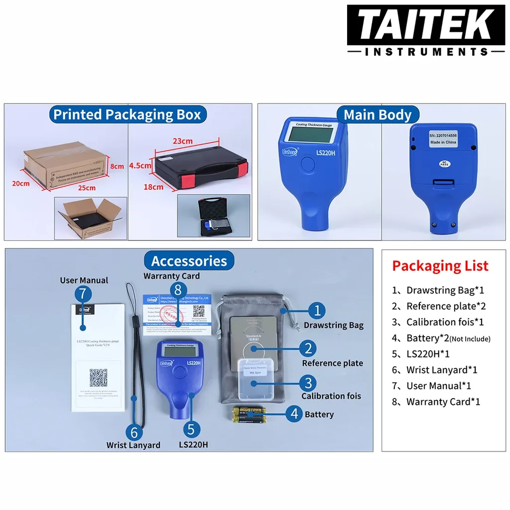 เครื่องวัดความหนาผิวเคลือบ Coating Thickness Gauge Linshang รุ่น LS220H ช่วงการวัด 0~5000um ความละเอียด 0.1um สำหรับตรวจสอบการชุบอโนไดซ์ การชุบกัลวาไนซ์ งานเคลือบและชุบโลหะความแม่นยำสูงระดับมืออาชีพ เครื่องวัดความหนาผิวเคลือบ Coating Thickness Gauge Linshang รุ่น LS220H ช่วงการวัด 0~5000um ความละเอียด 0.1um สำหรับตรวจสอบการชุบอโนไดซ์ การชุบกัลวาไนซ์ งานเคลือบและชุบโลหะความแม่นยำสูงระดับมืออาชีพ