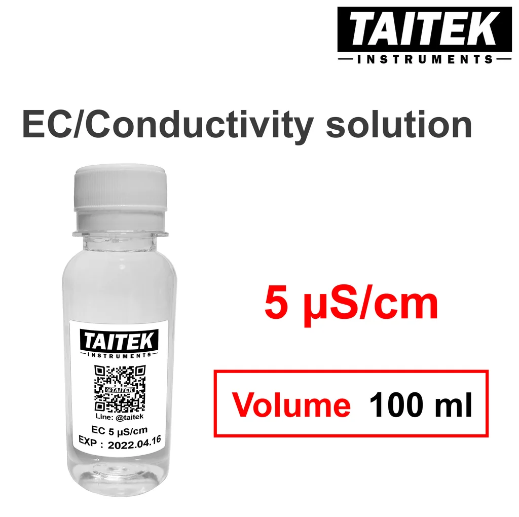 TAITEK น้ำยามาตรฐาน Conductivity(EC) Solution ค่า 5 µS/cm สำหรับปรับเทียบ คาลิเบรทเครื่องวัด EC (100 mL) TAITEK น้ำยามาตรฐาน Conductivity(EC) Solution ค่า 5 µS/cm สำหรับปรับเทียบ คาลิเบรทเครื่องวัด EC (100 mL)