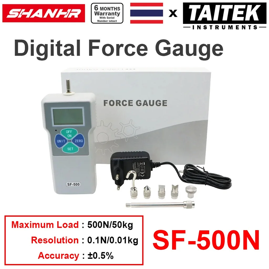 เครื่องวัดแรงดึง/แรงกด Digital Force Gauge SHANHR รุ่น SF-500N Maximum load 500N/50kg เครื่องวัดแรงดึง/แรงกด Digital Force Gauge SHANHR รุ่น SF-500N Maximum load 500N/50kg