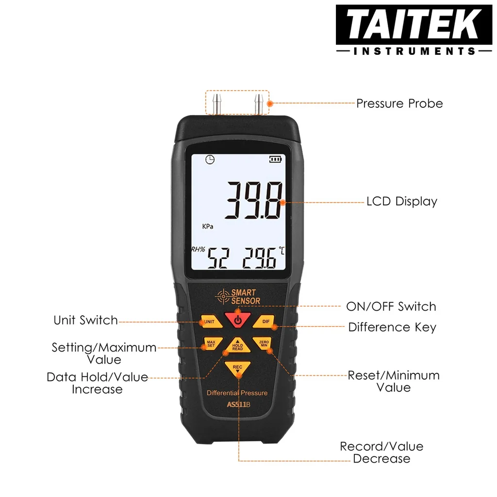 เครื่องวัดความดันต่าง Differential Pressure Meter SMART SENSOR รุ่น AS511B เครื่องวัดความดันต่าง Differential Pressure Meter SMART SENSOR รุ่น AS511B