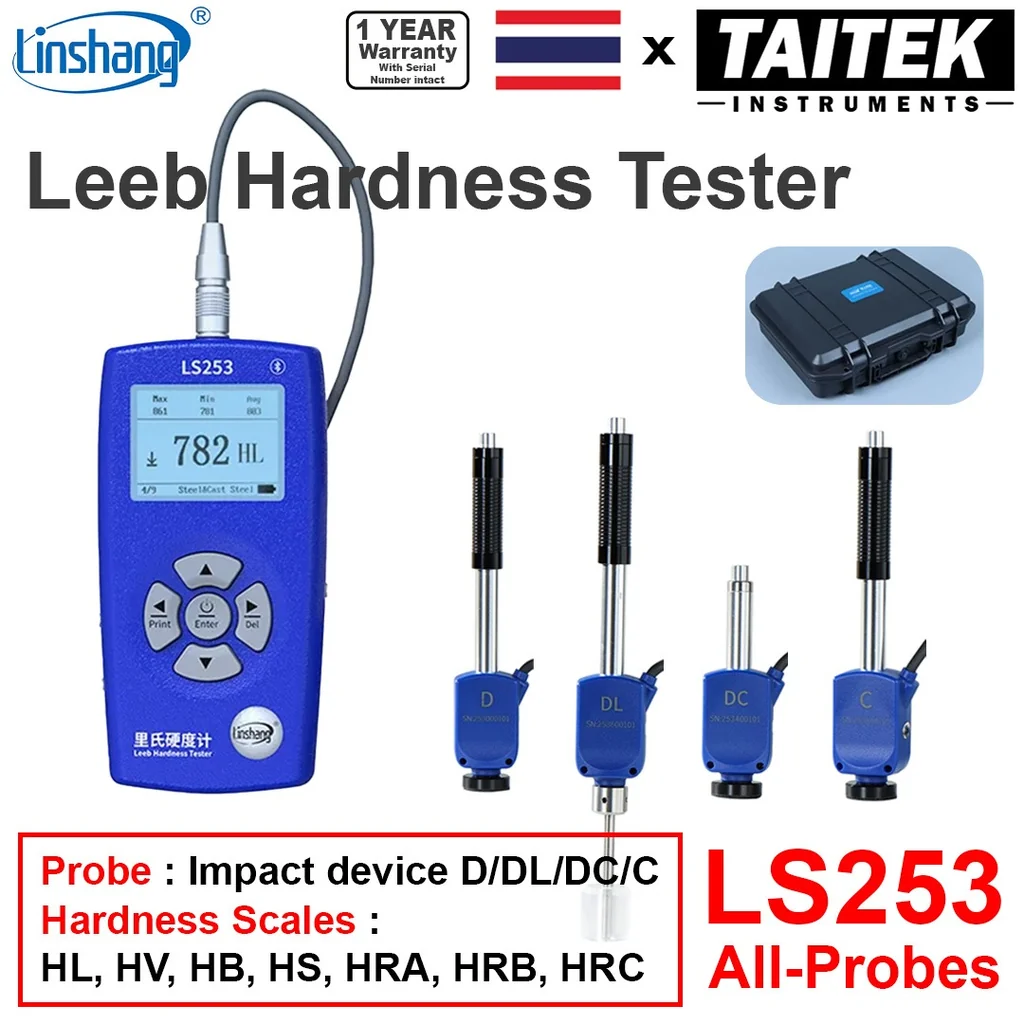 เครื่องวัดความแข็งโลหะ Leeb Hardness Tester Linshang รุ่น LS253 All-Probes D/DC/DL/C ระดับมืออาชีพความแม่นยำสูง HL HV HB HS HRA HRB HRC สำหรับเหล็กและโลหะ เครื่องวัดความแข็งโลหะ Leeb Hardness Tester Linshang รุ่น LS253 All-Probes D/DC/DL/C ระดับมืออาชีพความแม่นยำสูง HL HV HB HS HRA HRB HRC สำหรับเหล็กและโลหะ