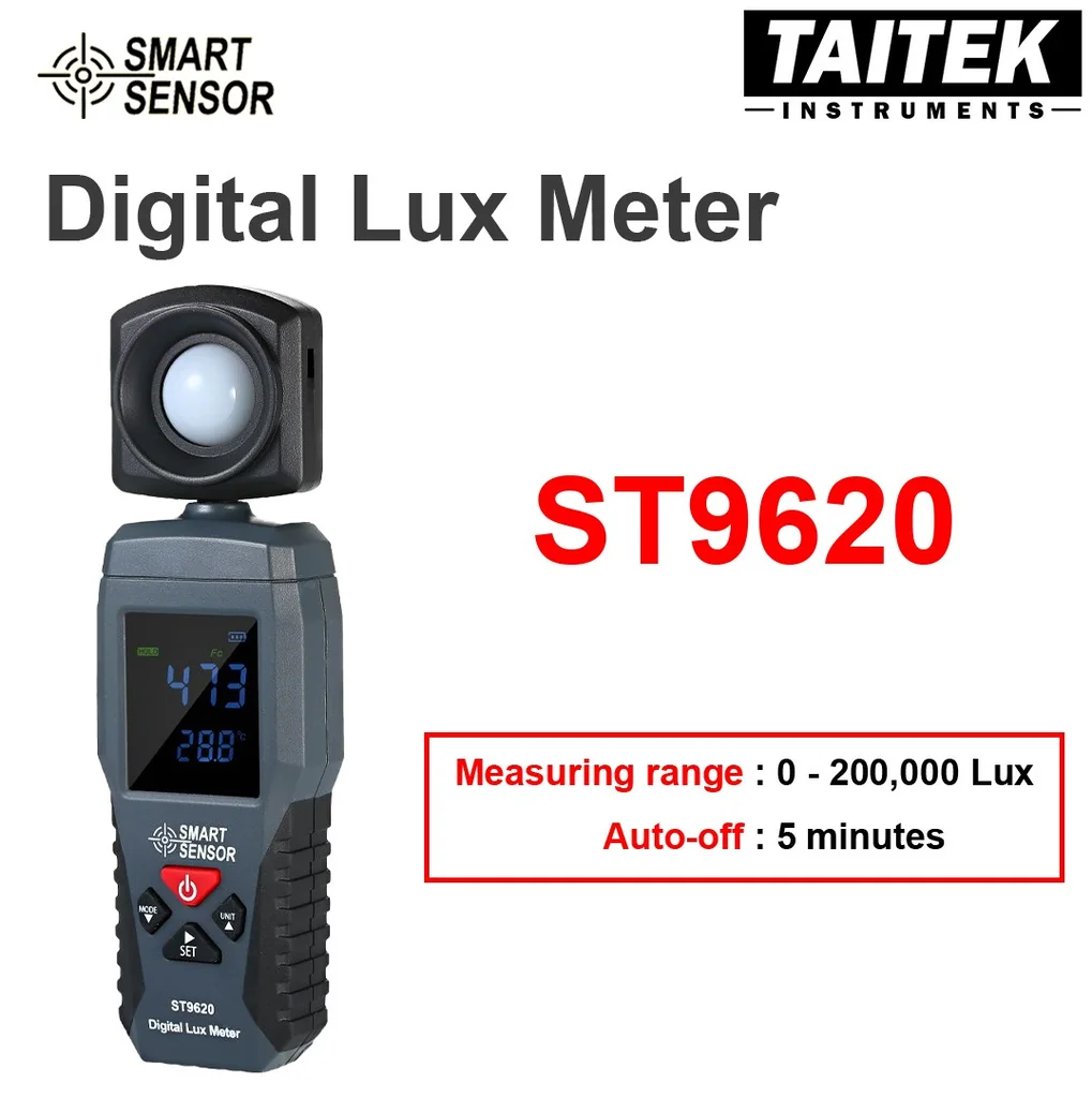 เครื่องวัดแสง Digital Lux Meter SMART SENSOR รุ่น ST9620 ช่วงการวัด 0-200,000 Lux เครื่องวัดแสง Digital Lux Meter SMART SENSOR รุ่น ST9620 ช่วงการวัด 0-200,000 Lux