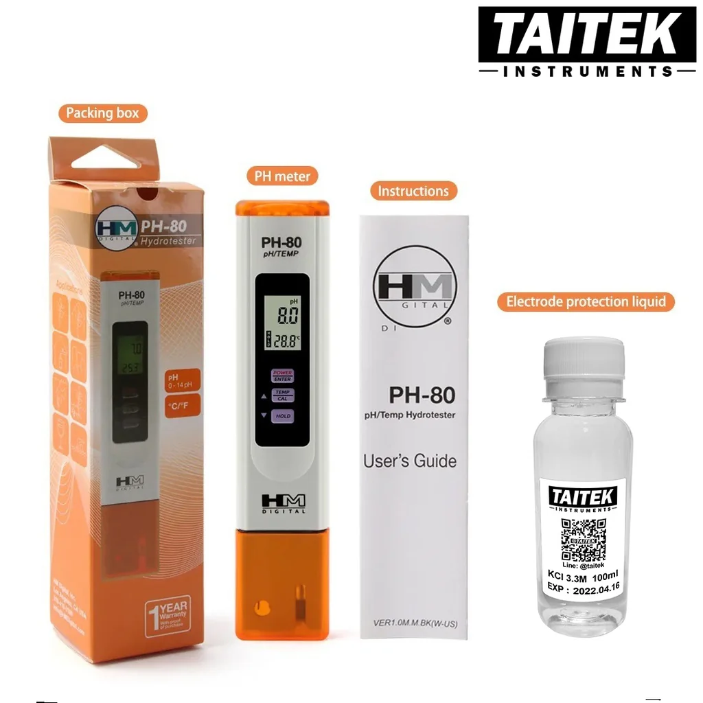 เครื่องวัดคุณภาพน้ำ pH Meter HM DIGITAL รุ่น PH-80 คาริเบท 3 points ค่า 4.00 7.00 10.00 เครื่องวัดคุณภาพน้ำ pH Meter HM DIGITAL รุ่น PH-80 คาริเบท 3 points ค่า 4.00 7.00 10.00