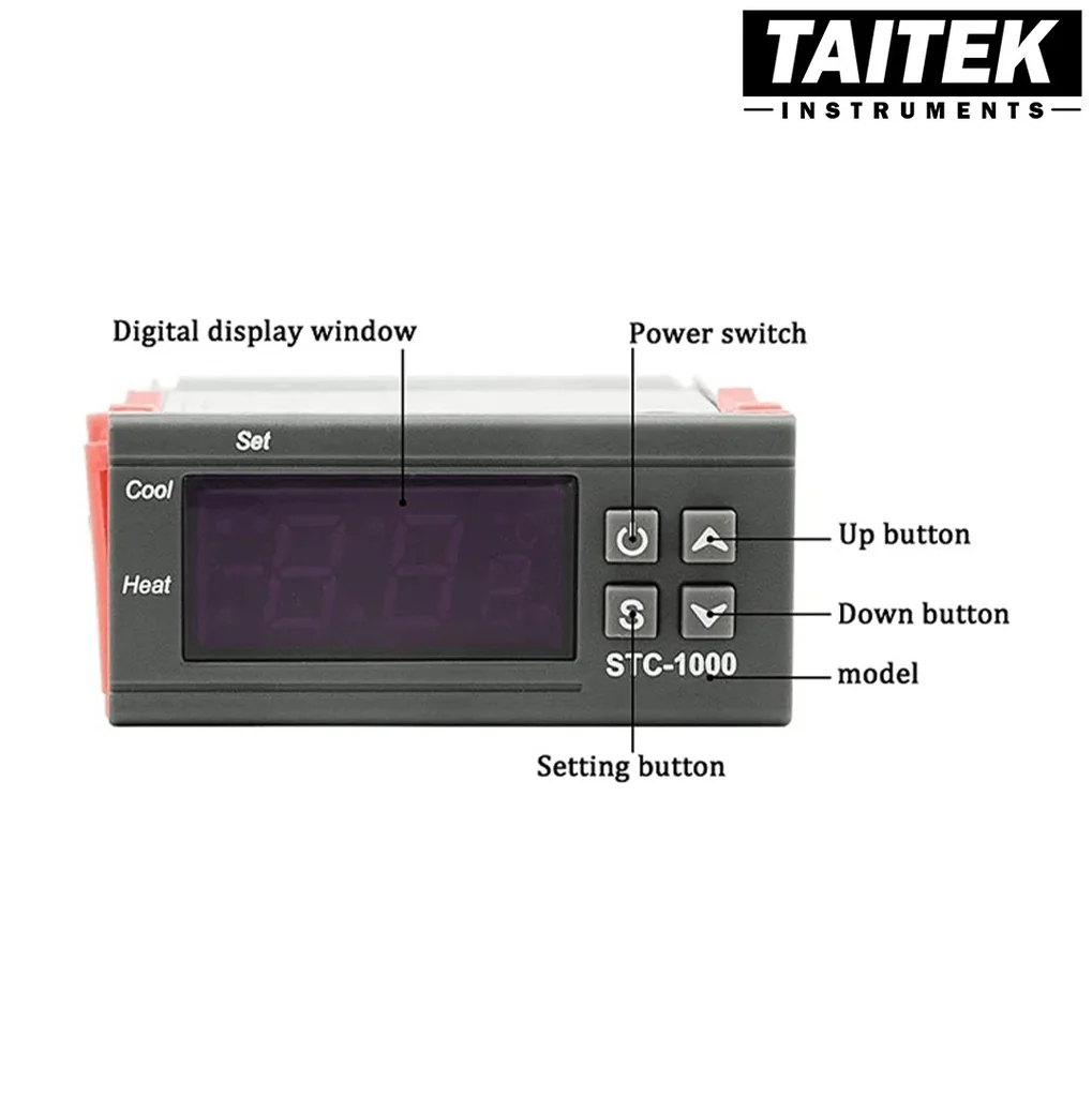 เครื่องควบคุมอุณหภูมิ Temperature Controller รุ่น STC-1000 ไฟเลี้ยง 12VDC ช่วงการวัด -50~90°C ความละเอียด 0.1°C