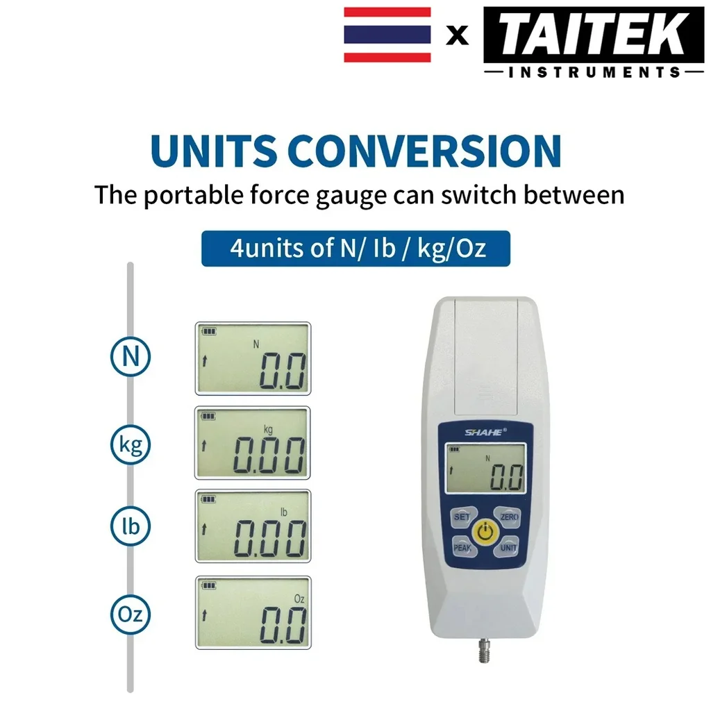 เครื่องวัดแรงดึง/แรงกด Digital Force Gauge SHAHE รุ่น KF-500N Maximum load 500N/50kg เครื่องวัดแรงดึง/แรงกด Digital Force Gauge SHAHE รุ่น KF-500N Maximum load 500N/50kg