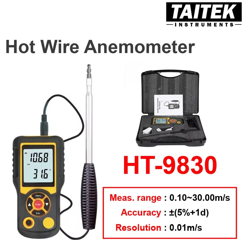 เครื่องวัดความเร็วลม Hot Wire Digital Anemometer HTI รุ่น HT-9830 ช่วงการวัด 0.1~30.0m/s เครื่องวัดความเร็วลม Hot Wire Digital Anemometer HTI รุ่น HT-9830 ช่วงการวัด 0.1~30.0m/s