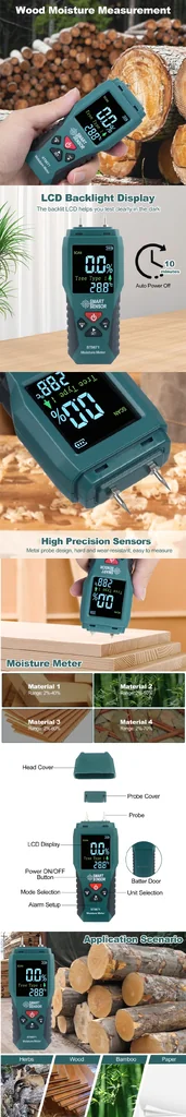 เครื่องวัดความชื้นไม้ Wood Moisture Meter SMART SENSOR รุ่น ST9671 ช่วงการวัด 2~70% ความละเอียด 0.1% ใช้ในการทดสอบความชื้นในเนื้อไม้ วัสดุก่อสร้างที่เป็นไม้ เครื่องวัดความชื้นไม้ Wood Moisture Meter SMART SENSOR รุ่น ST9671 ช่วงการวัด 2~70% ความละเอียด 0.1% ใช้ในการทดสอบความชื้นในเนื้อไม้ วัสดุก่อสร้างที่เป็นไม้