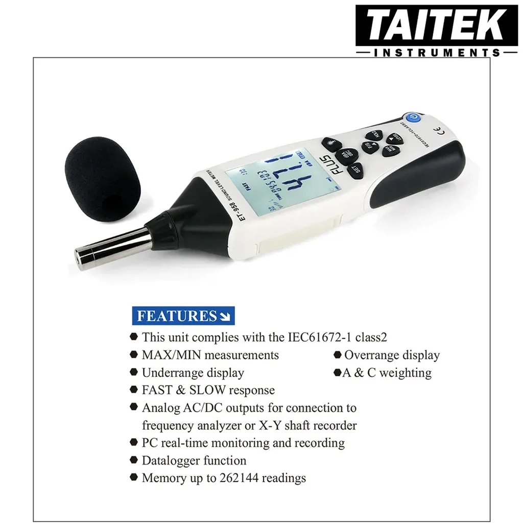 เครื่องบันทึกระดับเสียง Sound Level Meter Data Logger FLUS รุ่น ET-958 ความจำ 262100 ค่า ใช้แบตทำงานต่อเนื่อง 30ชม. เครื่องบันทึกระดับเสียง Sound Level Meter Data Logger FLUS รุ่น ET-958 ความจำ 262100 ค่า ใช้แบตทำงานต่อเนื่อง 30ชม.
