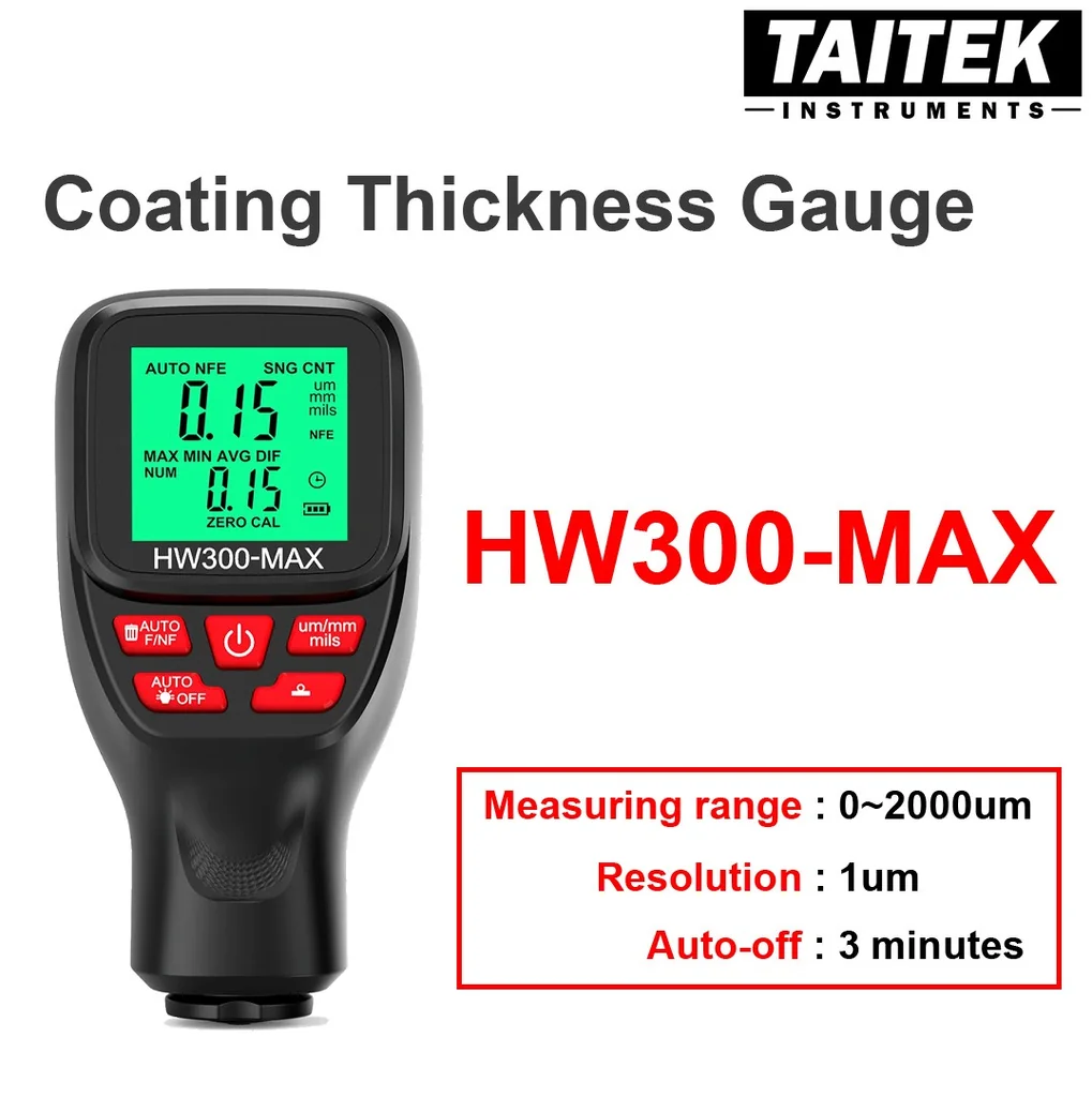 เครื่องวัดความหนาผิวเคลือบ Coating Thickness Gauge รุ่น HW300-MAX ช่วงการวัด 0~2000um ความละเอียด 1um เครื่องวัดความหนาผิวเคลือบ Coating Thickness Gauge รุ่น HW300-MAX ช่วงการวัด 0~2000um ความละเอียด 1um