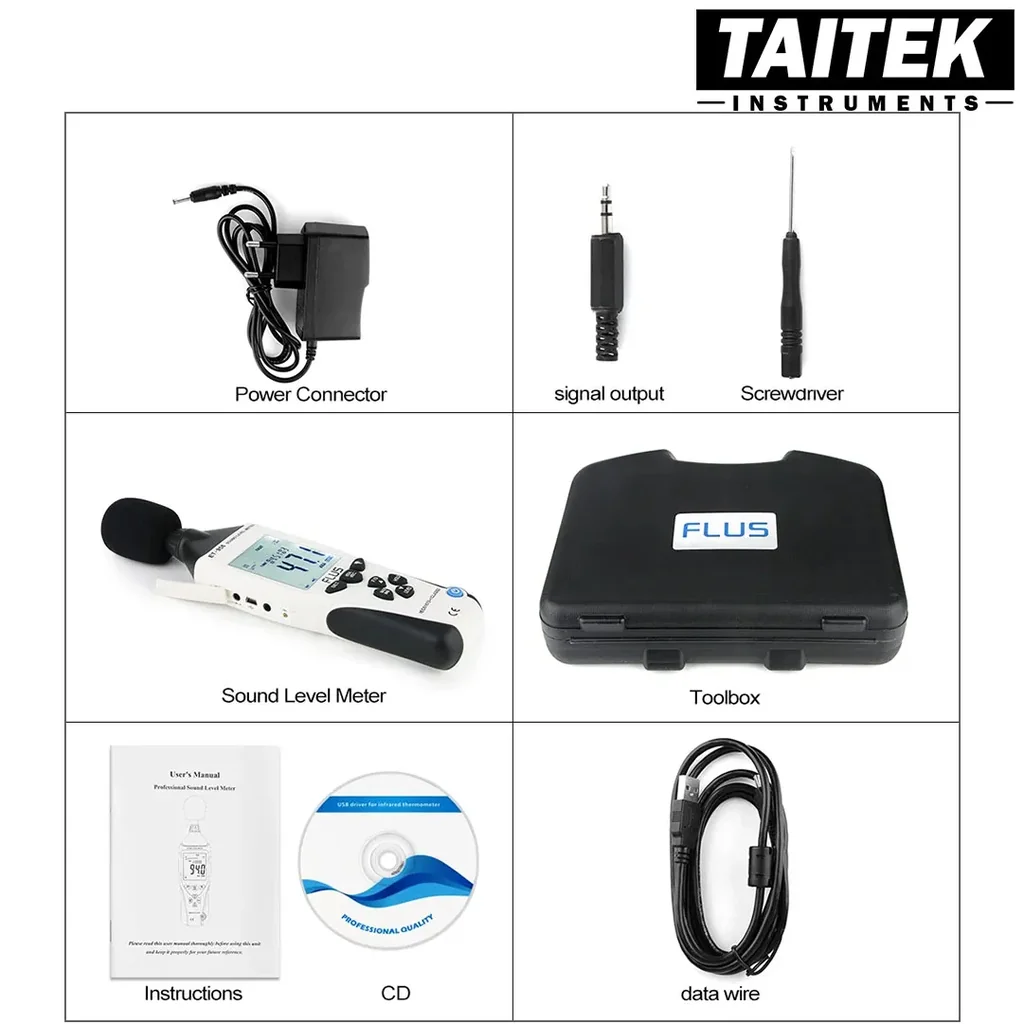 เครื่องบันทึกระดับเสียง Sound Level Meter Data Logger FLUS รุ่น ET-958 ความจำ 262100 ค่า ใช้แบตทำงานต่อเนื่อง 30ชม. เครื่องบันทึกระดับเสียง Sound Level Meter Data Logger FLUS รุ่น ET-958 ความจำ 262100 ค่า ใช้แบตทำงานต่อเนื่อง 30ชม.