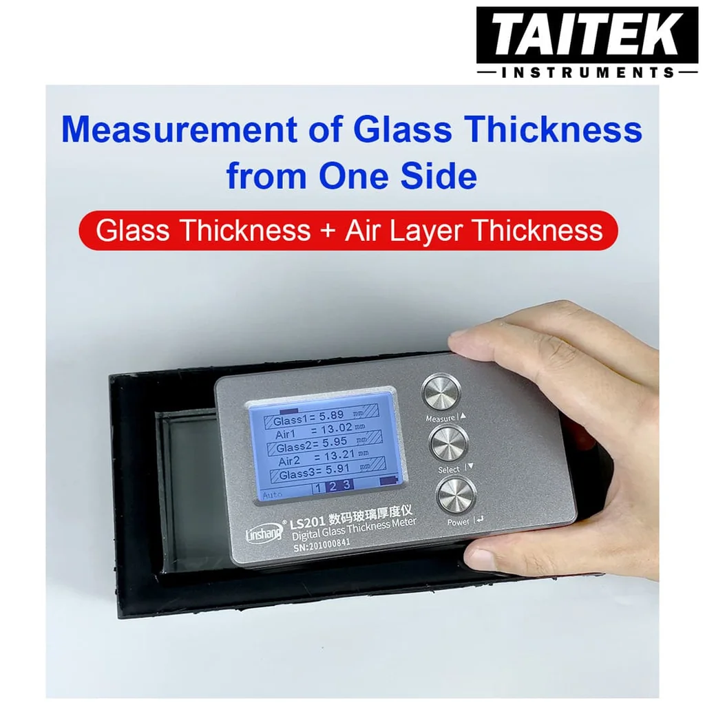 เครื่องวัดความหนากระจก Hollow Laser Glass Thickness Gauge Linshang รุ่น LS201 วัดความหนาแผ่นกระจกที่ซ้อนกันรวมถึงวัดความห่างระหว่างแผ่นกระจก เครื่องวัดความหนากระจก Hollow Laser Glass Thickness Gauge Linshang รุ่น LS201 วัดความหนาแผ่นกระจกที่ซ้อนกันรวมถึงวัดความห่างระหว่างแผ่นกระจก