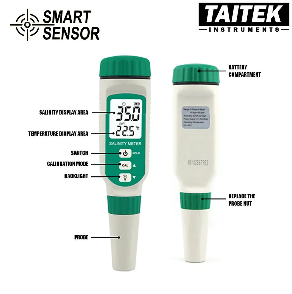 เครื่องวัดความเค็ม Salinity meter SMART SENSOR รุ่น AR8012 คาลิเบรท 4points ช่วงการวัด 0ppt-100ppt ค่าความแม่นยำ ±3% F.S. เครื่องวัดความเค็ม Salinity meter SMART SENSOR รุ่น AR8012 คาลิเบรท 4points ช่วงการวัด 0ppt-100ppt ค่าความแม่นยำ ±3% F.S.