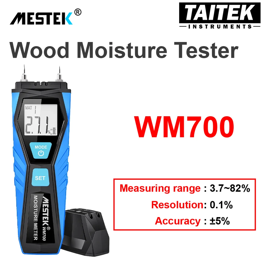 เครื่องวัดความชื้นไม้ พื้นและผนังปูน Wood Moisture Tester MESTEK รุ่น WM700 ช่วงการวัด 3.7~82% ความละเอียด 0.1% เครื่องวัดความชื้นไม้ พื้นและผนังปูน Wood Moisture Tester MESTEK รุ่น WM700 ช่วงการวัด 3.7~82% ความละเอียด 0.1%