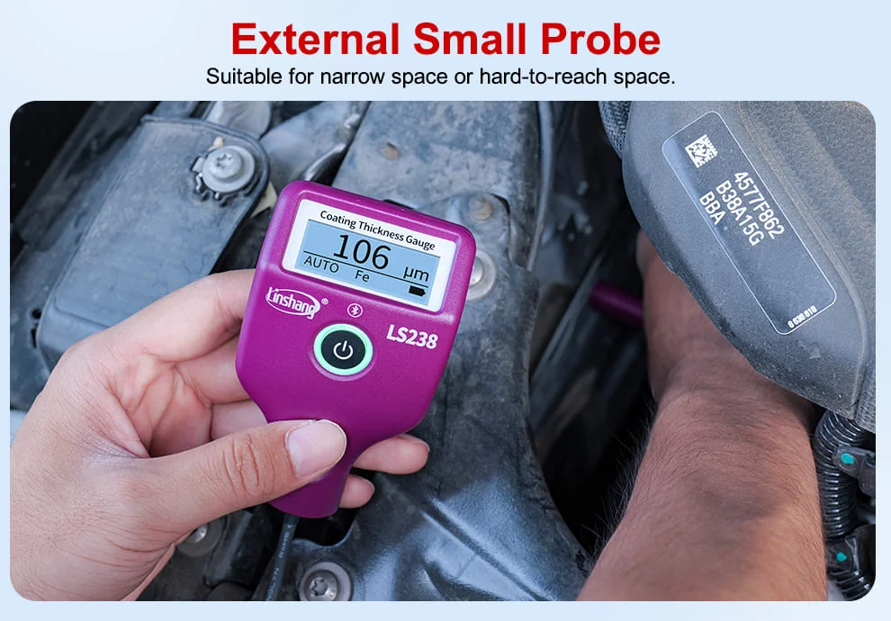 เครื่องวัดความหนาผิวเคลือบ Coating Thickness Gauge Linshang รุ่น LS238 ช่วงการวัด 0~5000um ความละเอียด 0.1um สำหรับตรวจสอบสีรถยนต์ความแม่นยำสูง Small Probe Digital Vehicle Paint Film Thickness Gauge ตรวจหาจุดซ่อมสี โป๊วสี เจอแล้วแจ้งเตือนจุดที่สีหนาผิดปกต เครื่องวัดความหนาผิวเคลือบ Coating Thickness Gauge Linshang รุ่น LS238 ช่วงการวัด 0~5000um ความละเอียด 0.1um สำหรับตรวจสอบสีรถยนต์ความแม่นยำสูง Small Probe Digital Vehicle Paint Film Thickness Gauge ตรวจหาจุดซ่อมสี โป๊วสี เจอแล้วแจ้งเตือนจุดที่สีหนาผิดปกต