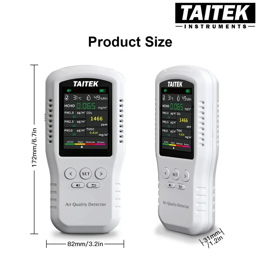 เครื่องวัดคุณภาพอากาศ Air Quality Detector TAITEK รุ่น 811AQ 8in1 HCHO,PM1.0,PM2.5,PM10,CO2,TVOC,T&H เครื่องวัดคุณภาพอากาศ Air Quality Detector TAITEK รุ่น 811AQ 8in1 HCHO,PM1.0,PM2.5,PM10,CO2,TVOC,T&H