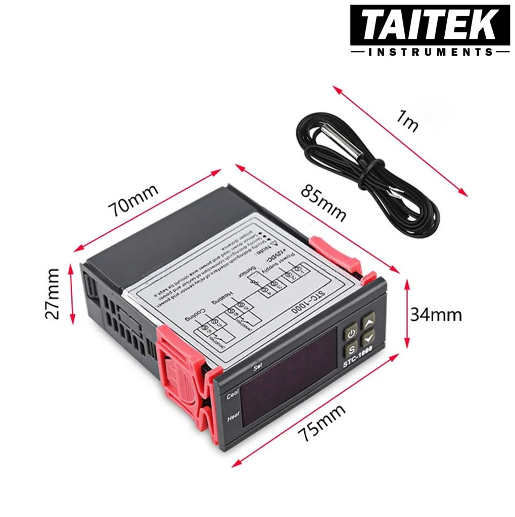เครื่องควบคุมอุณหภูมิ Temperature Controller รุ่น STC-1000 ไฟเลี้ยง 12VDC ช่วงการวัด -50~90°C ความละเอียด 0.1°C