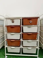 ลิ้นชักเก็บของ 5 ชั้น 10 ลิ้นชัก พร้อมล้อเลื่อน 36x61x82.5 cm สีขาว-น้ำตาล