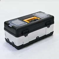 กล่องเครื่องมือสแตนเลส 17 นิ้ว แบบมีถาดรองด้านใน 20x40x18 cm สีดำ