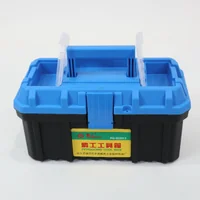 กล่องเครื่องมือพลาสติก 13 นิ้ว แบบพกพา มีถาดรองด้านใน 17x33x17 CM สีดำ-ฟ้า
