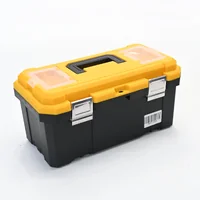 กล่องเครื่องมือพลาสติก 18 นิ้ว แบบมีถาดรองด้านใน 23x42x20 cm สีเหลือง-ดำ กล่องเครื่องมือพลาสติก 18 นิ้ว แบบมีถาดรองด้านใน 23x42x20 cm สีเหลือง-ดำ