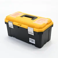กล่องเครื่องมือพลาสติก 18 นิ้ว แบบมีถาดรองด้านใน 23x42x20 cm สีเหลือง-ดำ กล่องเครื่องมือพลาสติก 18 นิ้ว แบบมีถาดรองด้านใน 23x42x20 cm สีเหลือง-ดำ