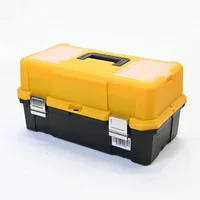 กล่องเครื่องมือพลาสติก 21 นิ้ว ด้านใน 2 ชั้น + 1 ช่องใหญ่ 28x48x25 cm สีเหลือง-ดำ