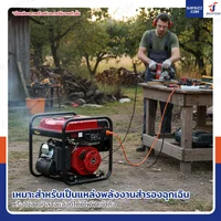 เครื่องปั่นไฟ เบนซิน 3Kw Inverter มอเตอร์ทองแดง รุ่น สตารท์ดึงเชือก สีแดง WENXIN WX-3KW(INVERTER)