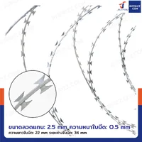 ลวดหนามหีบเพลง BTO-22 ลวดหนามทำรั้ว วง 70 ซม. ยาว 10 เมตร ลวดหนามหีบเพลง BTO-22 ลวดหนามทำรั้ว วง 70 ซม. ยาว 10 เมตร
