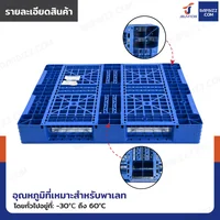 พาเลทพลาสติก HDPE พาเลทห้องเย็น หน้าตะแกรง แบบ 4 ช่อง 100x120x15 cm -30℃ ถึง 60℃
