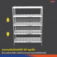 TRB ชั้นวางของสแตนเลส ชั้นคว่ำจาน เกรด 304 แบบเจาะสลอต 5 ชั้น 50x110x150 CM TRB ชั้นวางของสแตนเลส ชั้นคว่ำจาน เกรด 304 แบบเจาะสลอต 5 ชั้น 50x110x150 CM